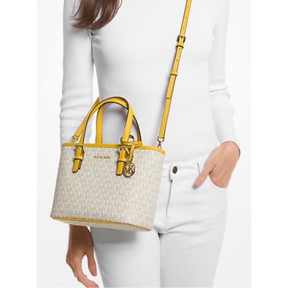 NWT MICHAEL KORS Jet Set Travel Extra-Small Logo Top-Zip Tote Bag ((#E5) bin+ - Picture 4 of 6